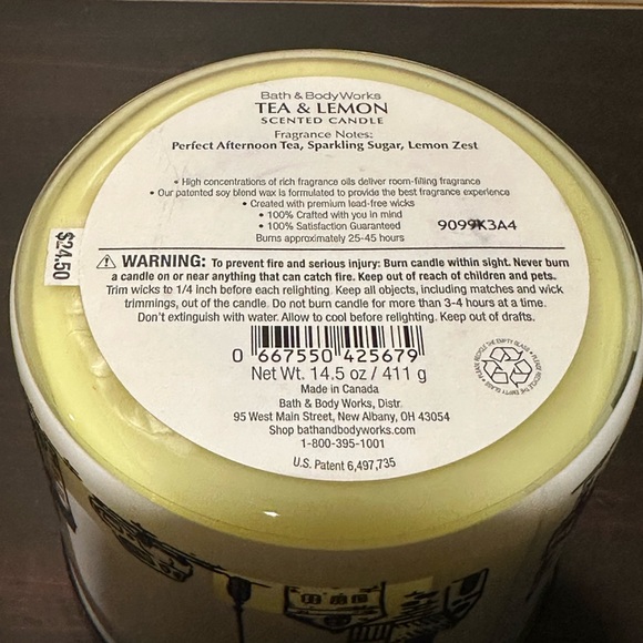 Limited edition BATH & BODY WORKS Tea & Lemon London candle. - Picture 6 of 6